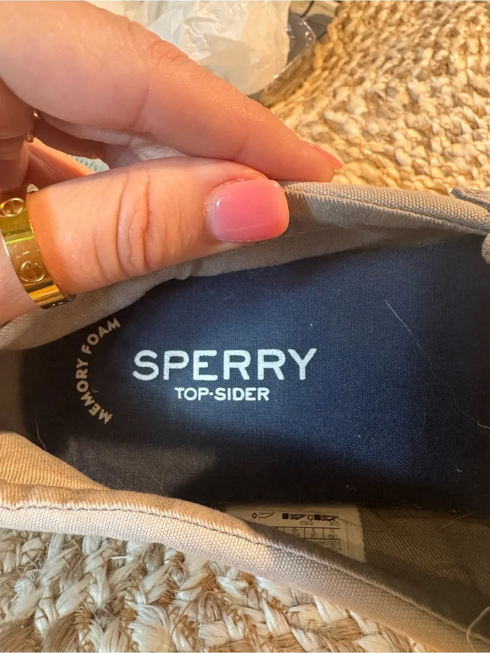 Sperry Men's Light Gray Canvas Slip-On Boat Shoes
